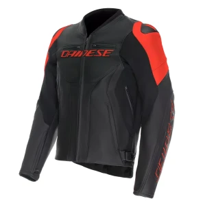 DAINESE RACING 5 LEATHER JACKET - BLACK/BLACK/RED-FLUO